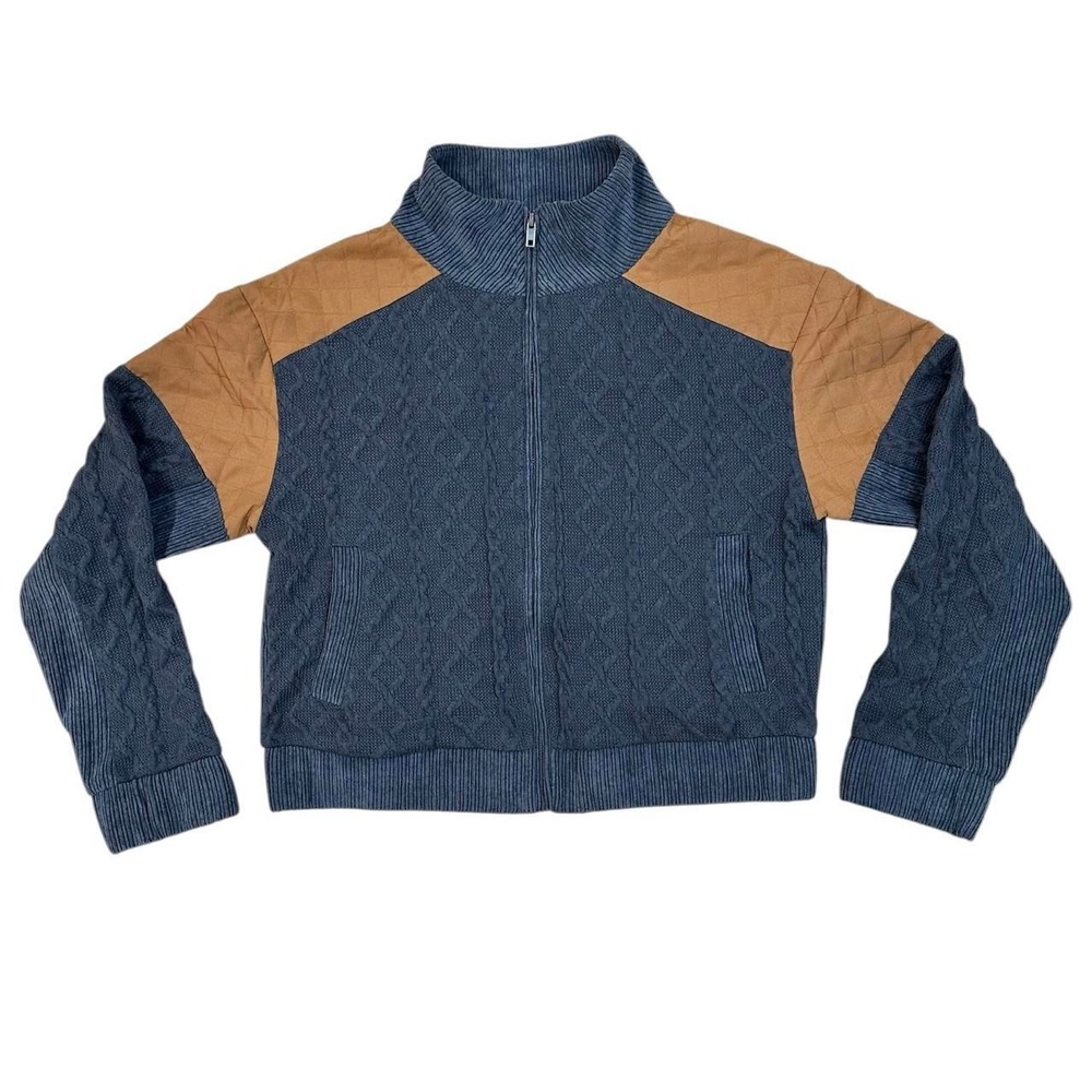 Muster Colorblock grey quilted fall jacket Medium